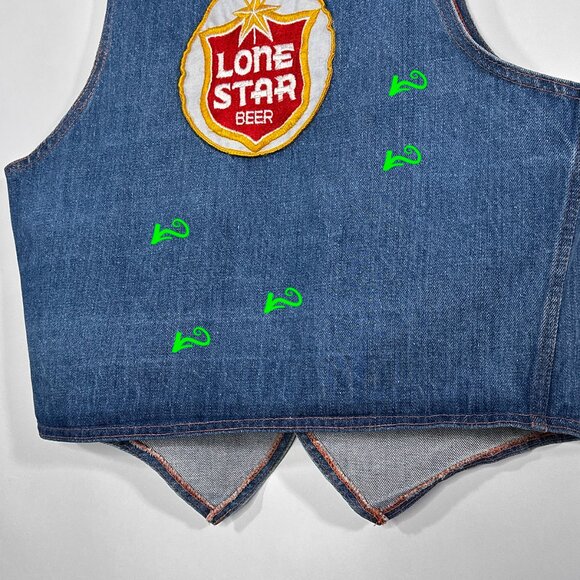 VTG Open Front Vest With Lone Star Beer Patches Size M *NO TAGS - Picture 7 of 12